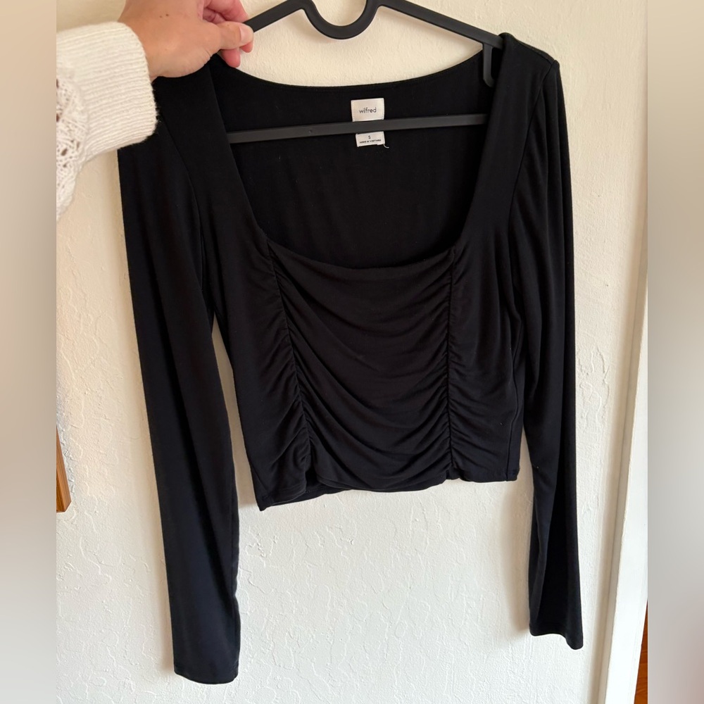 Wilfred Black Ruched Long Sleeve Blouse